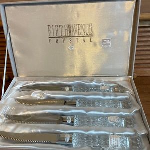 FIFTH AVENUE LTD SET Of 4 KNIVES 24% LEAD CRYSTAL KNIFE  WITH CASE